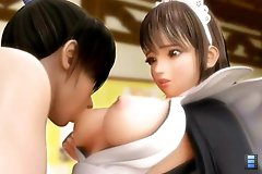 Two very cute and also naked 3D young girls loving eachother